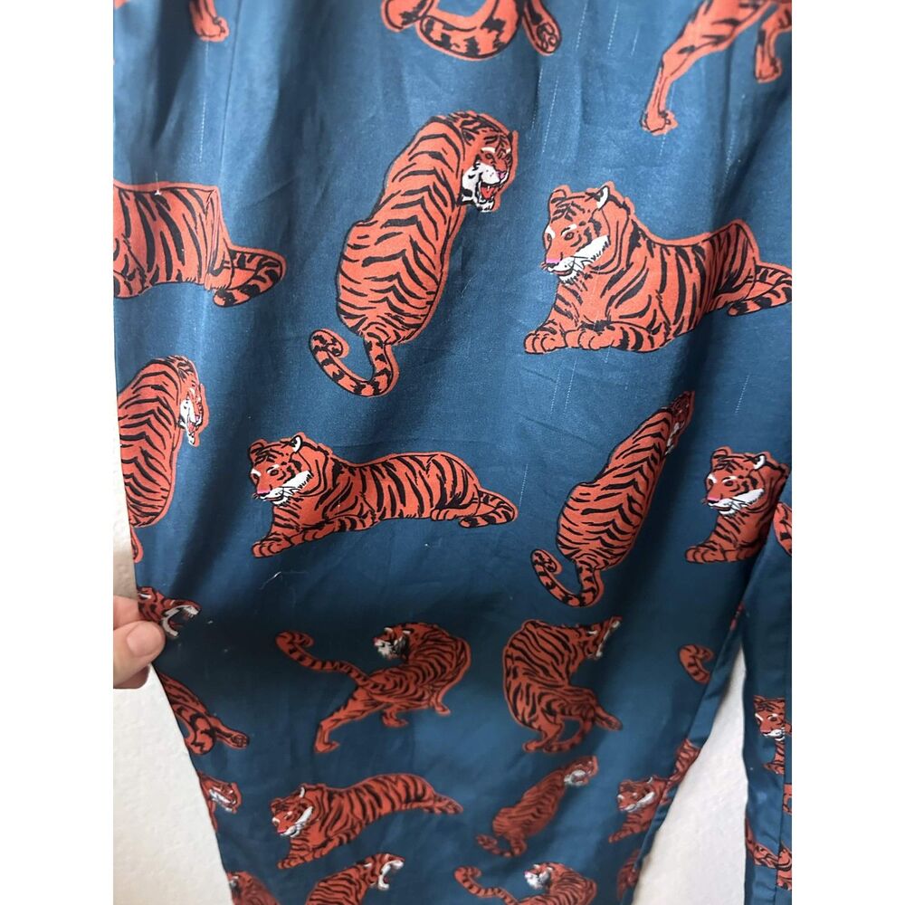 Dressed In Lala Tiger Satin Matching Set Oversized Button Up Tunic & Pants S - Picture 8 of 15